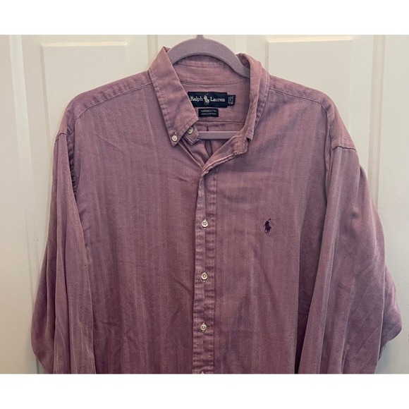 Ralph Lauren Other - Ralph Lauren Yarmouth Mens 16.5 35 Burgundy Herringbone Cotton‎ Shirt Pony
